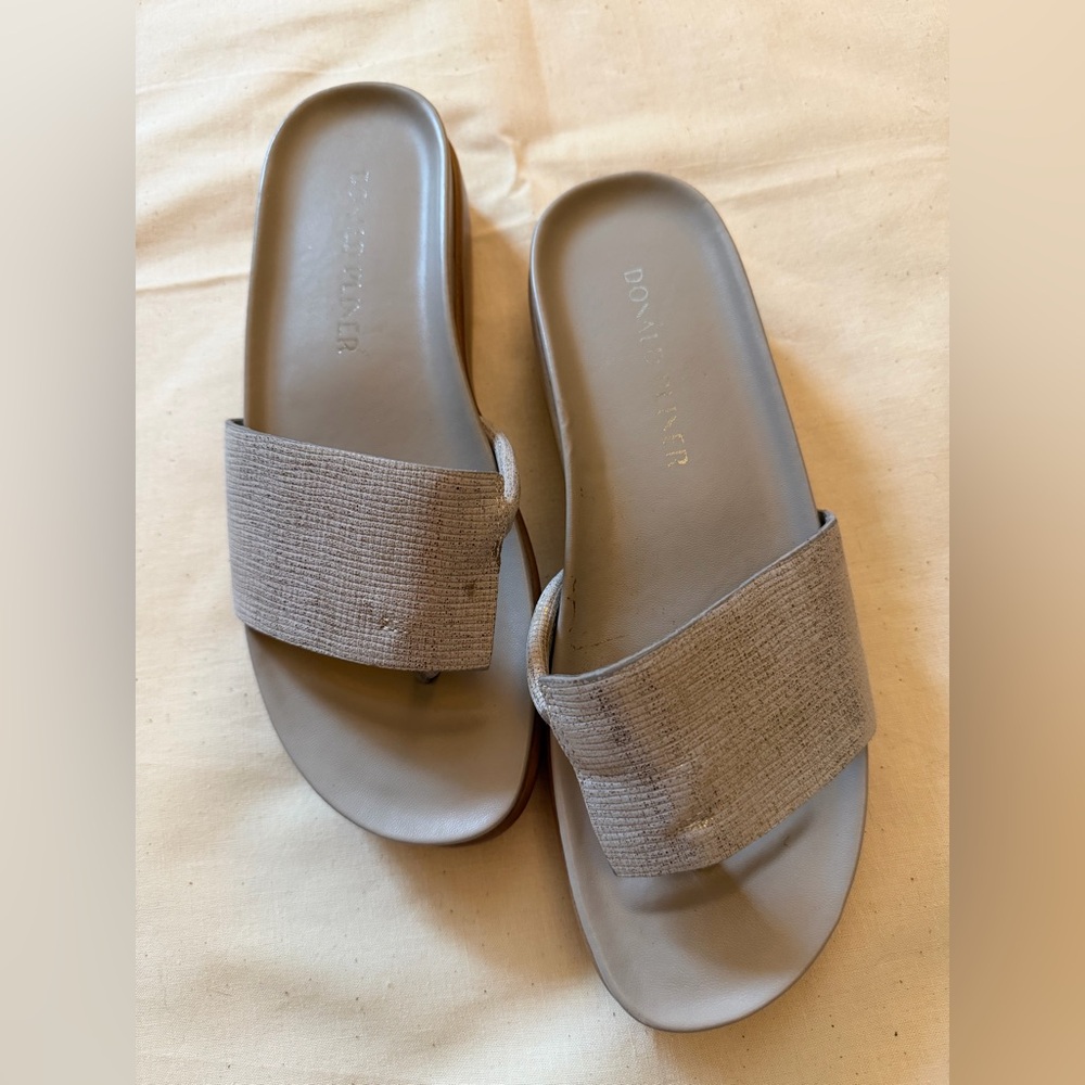 Donald J. Pliner Taupe Slide Sandals
